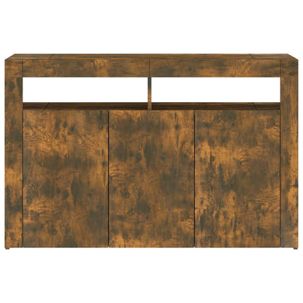 Credenza con Luci LED Rovere Fumo 115,5x30x75 cm
