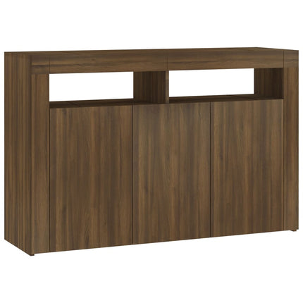 Credenza con Luci LED Rovere Marrone 115,5x30x75 cm