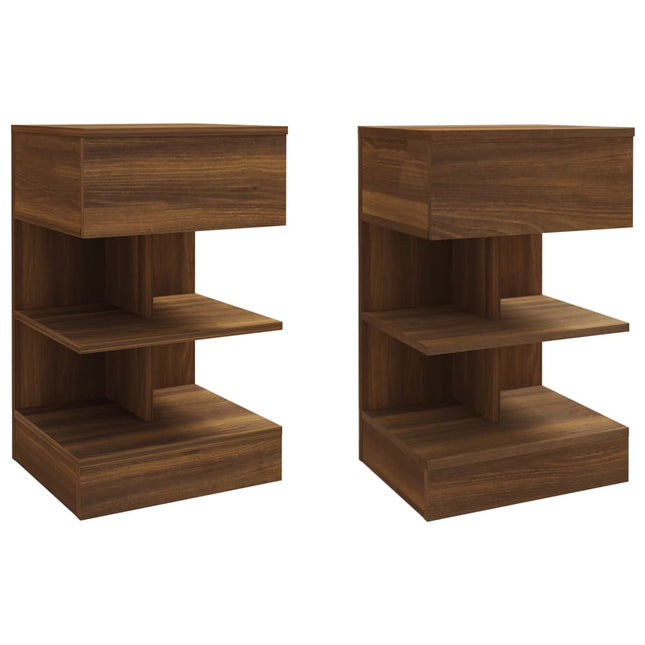 Comodini 2 pz Rovere Marrone 40x35x65 cm in Legno Multistrato
