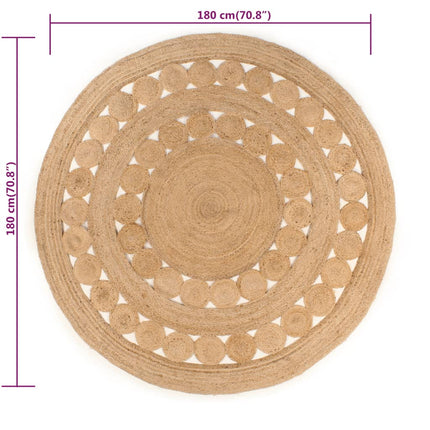 Tappeto in Iuta con Design Intrecciato 180 cm Rotondo