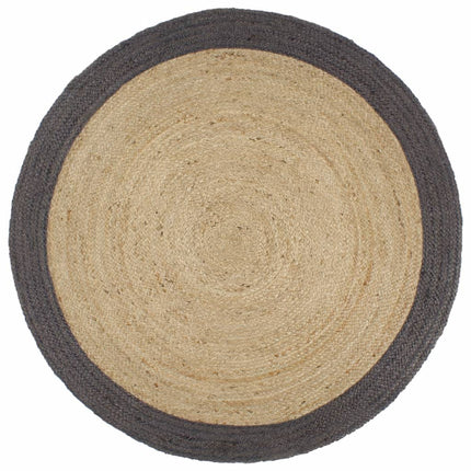 Tappeto Lavorato a Mano in Juta con Bordo Grigio Scuro 180 cm