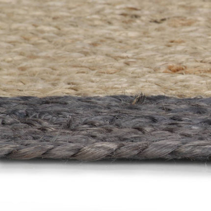 Tappeto Lavorato a Mano in Juta con Bordo Grigio Scuro 210 cm