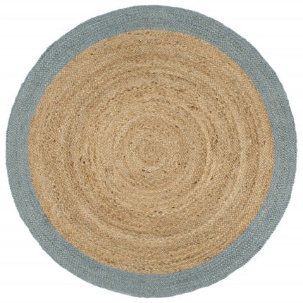 Tappeto Lavorato a Mano in Juta con Bordo Verde Oliva 180 cm