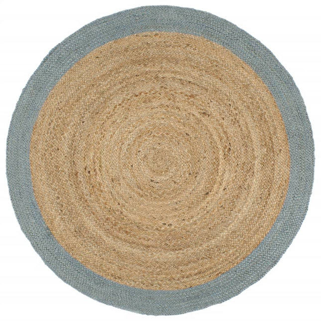 Tappeto Lavorato a Mano in Juta con Bordo Verde Oliva 180 cm