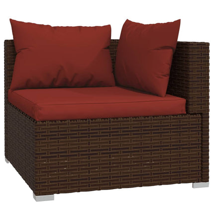 Set Divani da Giardino 6 pz con Cuscini in Polyrattan Marrone