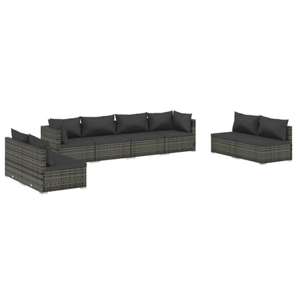 Set Divani da Giardino con Cuscini 8 pz in Polyrattan Grigio
