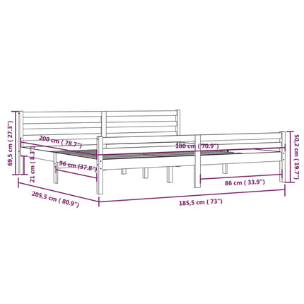Giroletto Bianco in Legno Massello 180x200 cm Super King