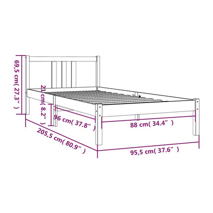 Giroletto senza Materasso Ambra Legno Massello Pino 90x200 cm