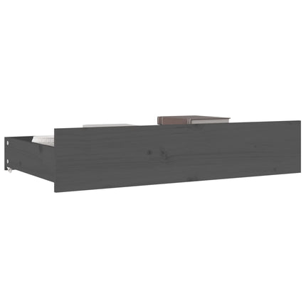 Cassettoni da Letto 4 pz in Legno Massello di Pino Grigio