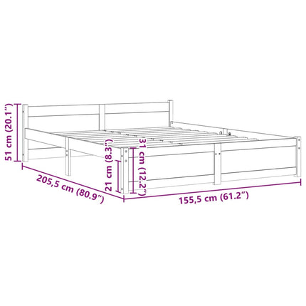Giroletto Nero in Legno Massello 150x200 cm King Size