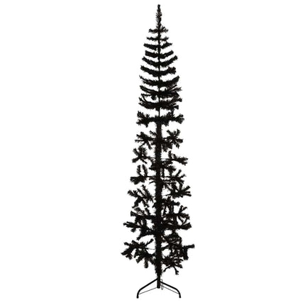 Albero Natale Artificiale Sottile a MetÃ  e Supporto Nero 180 cm