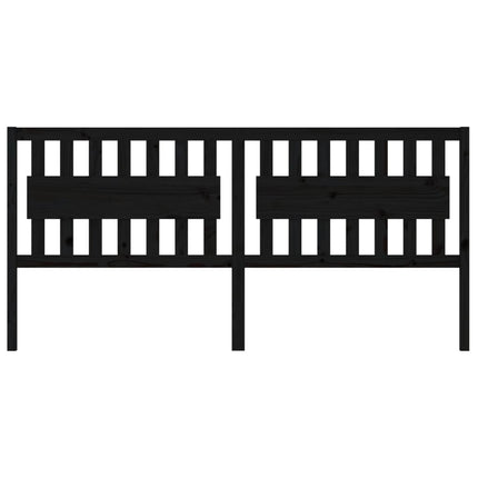 Testiera per Letto Nera 205,5x4x100cm in Legno Massello di Pino