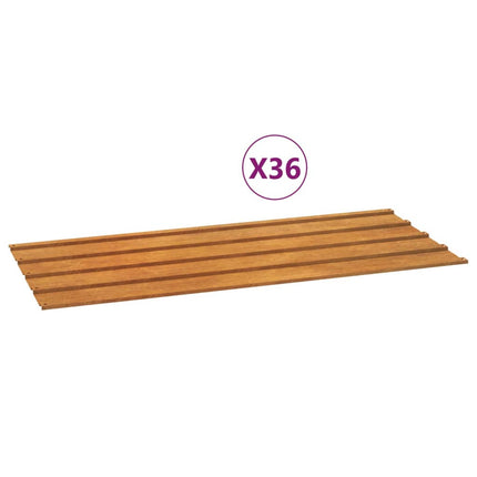 Pannelli per Tetti 36 pz Ruggine 100x44 cm in Acciaio Corten