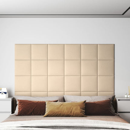 Pannelli Murali 12 pz Crema 30x30 cm in Tessuto 1,08 m²