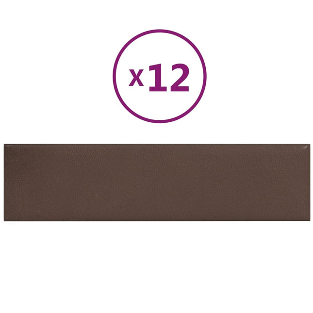 Pannelli Murali 12 pz Marrone 60x15 cm Similpelle 1,08 mÂ²