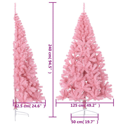 Albero di Natale Artificiale a MetÃƒÂ  con Supporto Rosa 240cm PVC