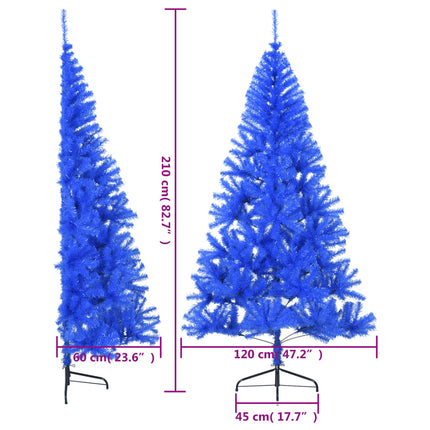 Albero di Natale Artificiale a MetÃƒÂ  con Supporto Blu 210 cm PVC