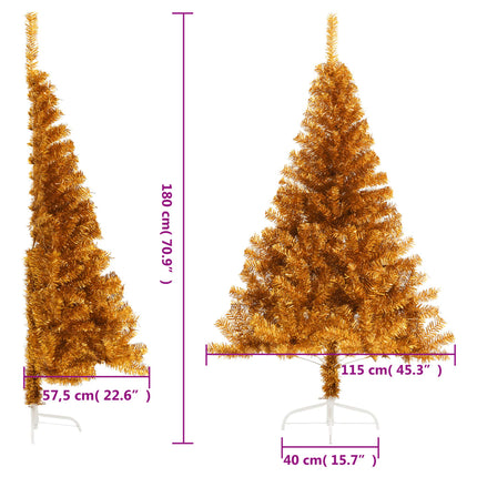Albero di Natale Artificiale a MetÃƒÂ  con Supporto Oro 180 cm PET