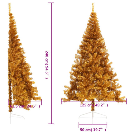 Albero di Natale Artificiale a MetÃƒÂ  con Supporto Oro 240 cm PET