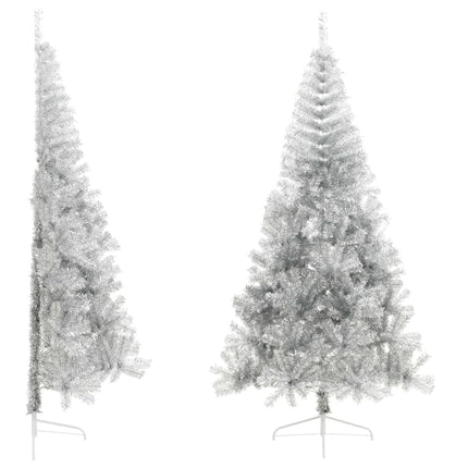 Albero di Natale a MetÃ  con Supporto Argento 210 cm PET