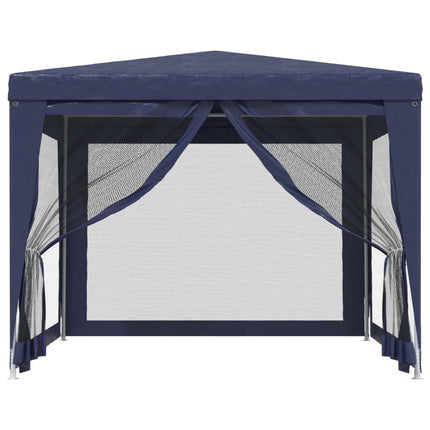 Tenda per Feste con 4 Pareti Laterali in Rete Blu 3x3 m HDPE