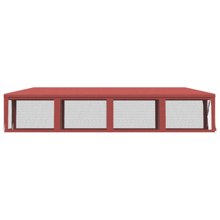 Tenda per Feste con 10 Pareti Laterali in Rete Rossa 3x12m HDPE