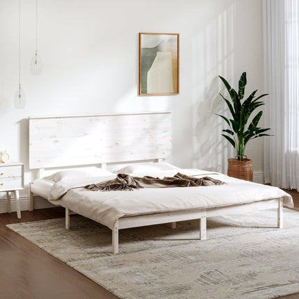 Giroletto senza Materasso Bianco 200x200 cm Legno Massello Pino
