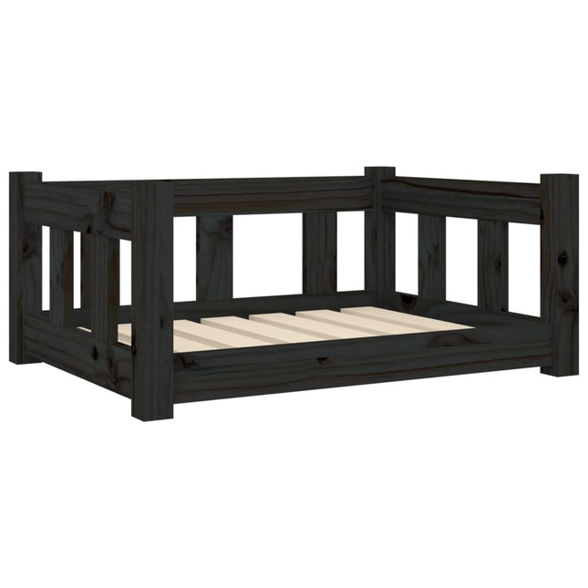 Cuccia per Cani Nera 65,5x50,5x28 cm in Legno Massello di Pino