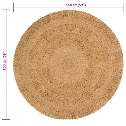 Tappeto Lavorato a Mano in Juta Intrecciata 150 cm Rotondo