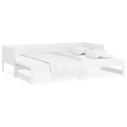 Dormeuse Estraibile Bianca Legno Massello di Pino 2x(80x200) cm