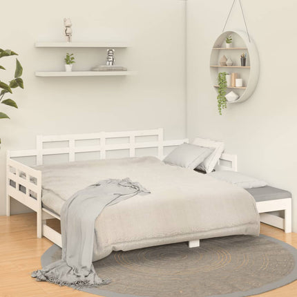 Dormeuse Estraibile Bianca Legno Massello di Pino 2x(90x200) cm