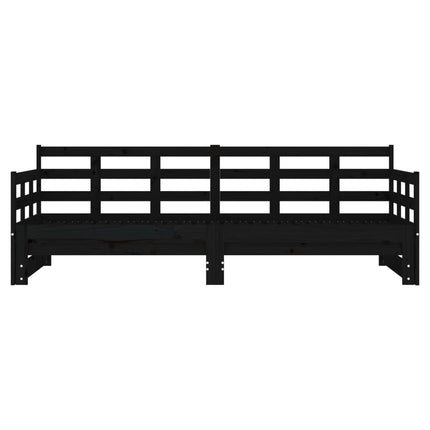 Dormeuse Estraibile Nera in Legno Massello di Pino 2x(90x200)cm