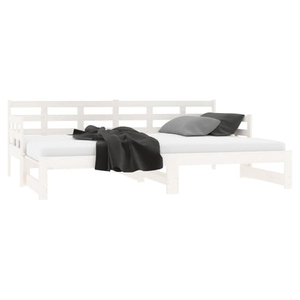 Dormeuse Estraibile Bianca Legno Massello di Pino 2x(80x200) cm