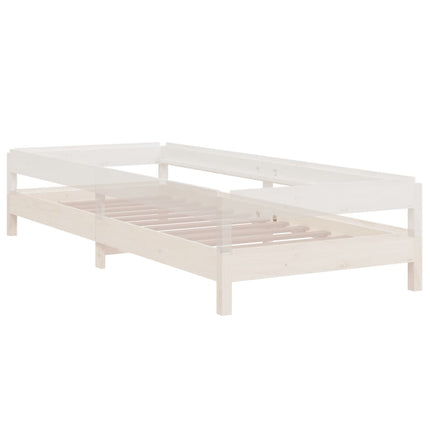 Letto Impilabile Bianco 90x190 cm in Legno Massello di Pino