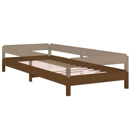 Letto Impilabile Marrone Ambra 90x190 cm Legno Massello di Pino