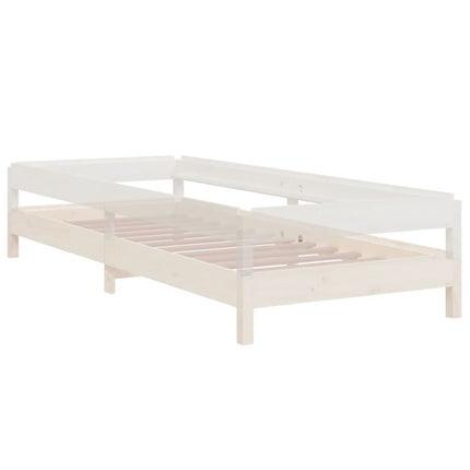 Letto Impilabile Bianco 75x190 cm in Legno Massello di Pino