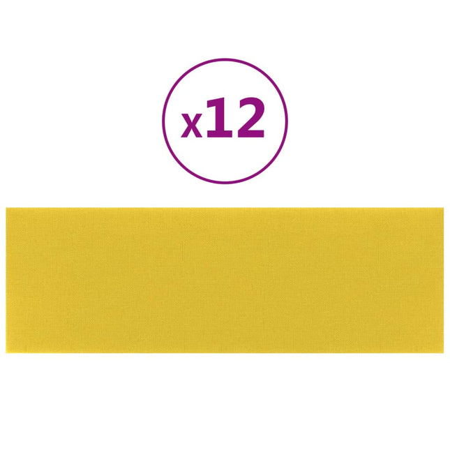 Pannelli Murali 12 pz Giallo chiaro 90x30 cm in Tessuto 3,24 mÂ²