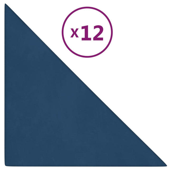Pannelli Murali 12 pz Blu 30x30 cm in Velluto 0,54 mÂ²