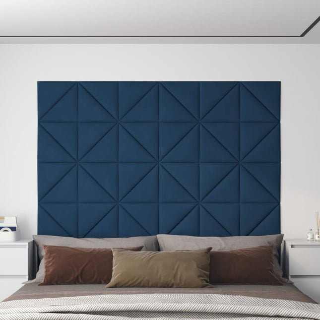 Pannelli Murali 12 pz Blu 30x30 cm in Velluto 0,54 mÂ²