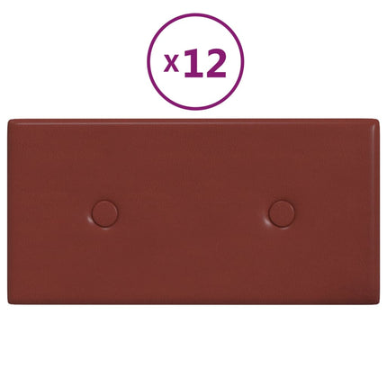 Pannelli Murali 12 pz Rosso Vino 30x15 cm in Similpelle 0,54 m²