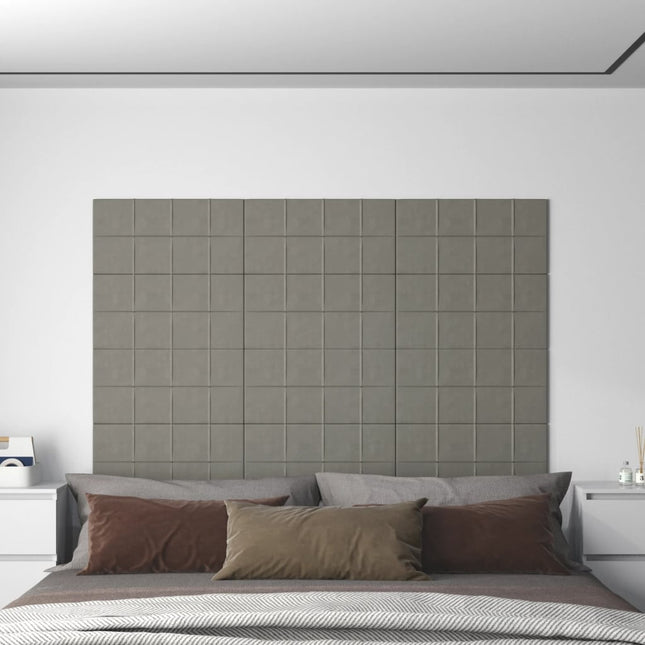 Pannelli Murali 12 pz Grigio Chiaro 60x30 cm in Velluto 2,16 mÂ²