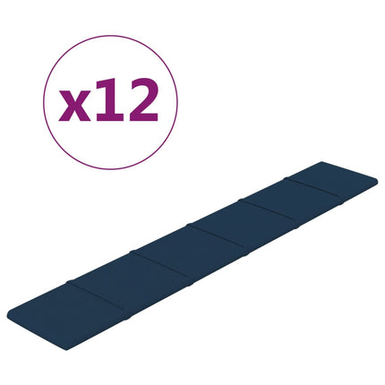 Pannelli Murali 12 pz Blu 90x15 cm Velluto 1,62 m²