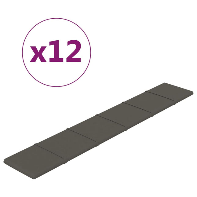 Pannelli Murali 12 pz Grigio Scuro 90x15 cm Velluto 1,62 mÂ²