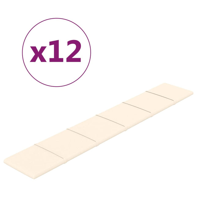 Pannelli Murali 12 pz Crema 90x15 cm Velluto 1,62 mÂ²