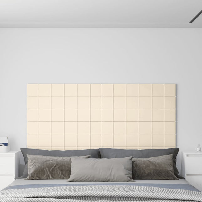 Pannelli Murali 12 pz Crema 90x15 cm Velluto 1,62 mÂ²