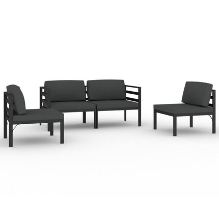 Set Divani da Giardino 4 pz con Cuscini in Alluminio Antracite