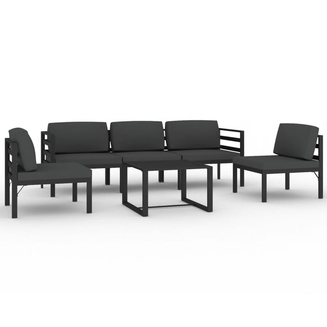 Set Divani da Giardino 6 pz con Cuscini in Alluminio Antracite