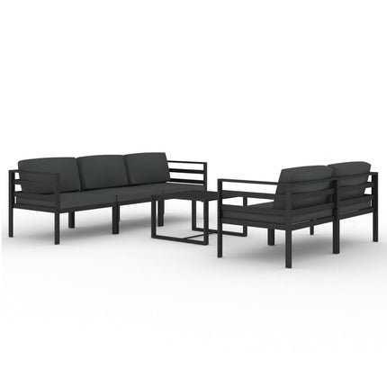 Set Divani da Giardino 6 pz con Cuscini in Alluminio Antracite