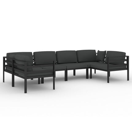 Set Divani da Giardino 6 pz con Cuscini in Alluminio Antracite