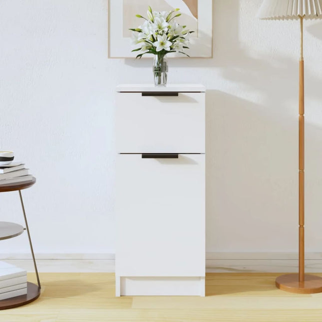 Credenza Bianca Lucida 30x30x70 cm in Legno Multistrato